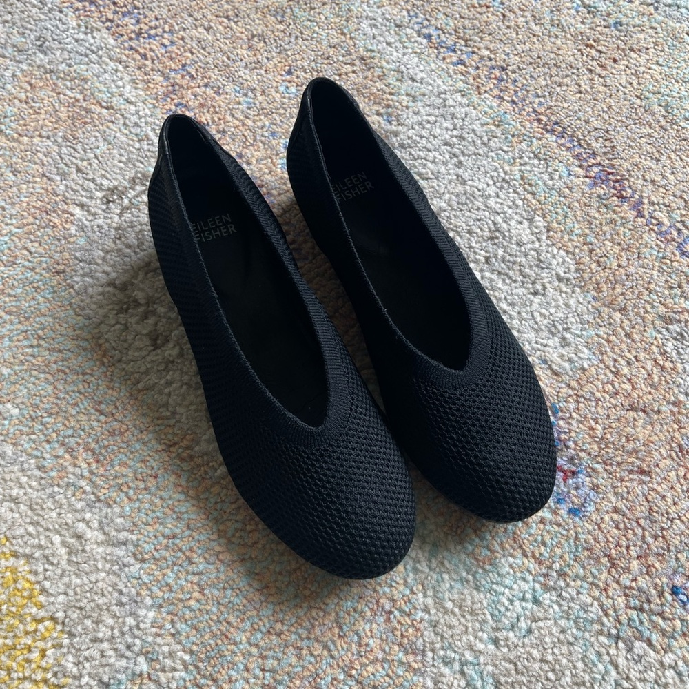 Eileen Fisher Vero Cuoio Knit Ballet Flat with Suede Back